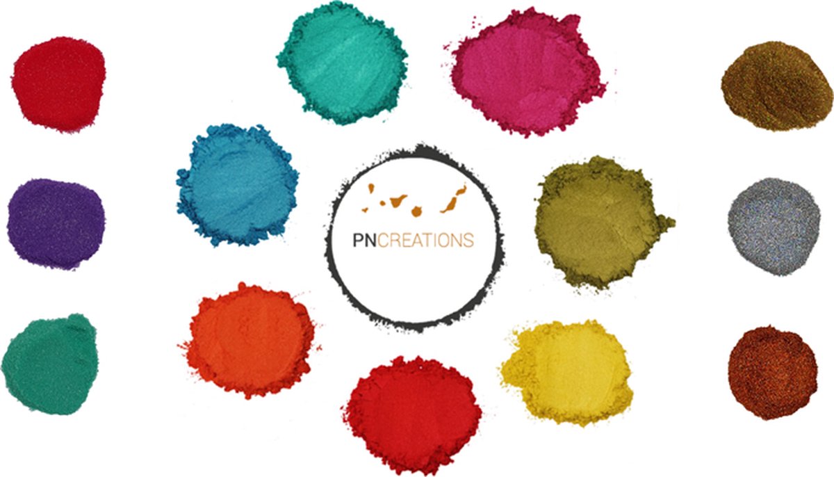 PNCreations Pigmentpoeder Hot Summer + Glitter| Kleurpoeder voor Epoxy Hars | 7 Kleuren + 6 Glitters | Epoxy  Giethars | Hars | Verf | Verf Mixen